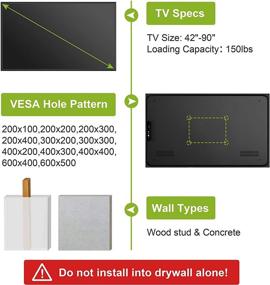 img 1 attached to 📺 USX MOUNT Heavy Duty Full Motion TV Wall Mount for 42-90" TVs, Holds Up to 150lbs, Swivel and Tilt with Articulating Arm, Fits Flat Screen TVs/Led/LCD/OLED - Max Vesa 600x500mm