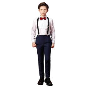 img 4 attached to 👔 Stylish Suit Set with Suspender Outfit for Toddler Boys' Clothing