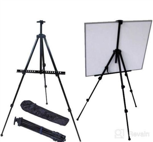 img 1 attached to 63-Inch High Steel Folding Display Easel by U.S. Art Supply - Easy Set-Up, Instant Collapse, Height Adjustable - Portable Tripod Stand for Presentations, Signs, Posters - Holds up to 5 lbs review by Kevin Dow