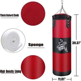 img 2 attached to 🥊 Yueetc UNFILLED Punching Bag Set: Ultimate Kick Boxing Gear with Ceiling Hook, Hand Wraps, and Steel Chain - Perfect for Muay Thai, MMA, Taekwondo Home Gym Training for Adults (Men & Women)