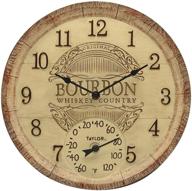 🕒 taylor precision products 92693t 14-inch poly resin bourbon barrel clock with thermometer in multicolored finish logo