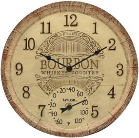 img 4 attached to 🕒 Taylor Precision Products 92693T 14-inch Poly Resin Bourbon Barrel Clock with Thermometer in Multicolored Finish