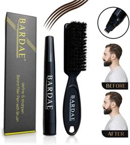 img 1 attached to 🧔 BARDÆ Beard Pencil Filler for Men - Long Lasting Water and Sweat Proof Beard Pen, Non-Drying Formula - Instant Natural Look with 4 Tip Applicator Design (Dark Brown)