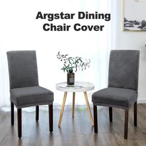 img 3 attached to 🪑 Argstar Velvet Kitchen Chair Covers - 2, 4, 6 Pack Slipcover for Dining Chair - Parsons Chair Cover Velvet - Armless Chair Cover for Dining Room - Kitchen Chair Cover Set of 6 in Light Grey