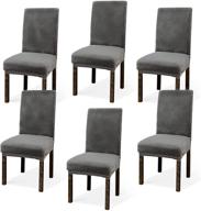 🪑 argstar velvet kitchen chair covers - 2, 4, 6 pack slipcover for dining chair - parsons chair cover velvet - armless chair cover for dining room - kitchen chair cover set of 6 in light grey logo