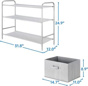img 3 attached to MAX Houser 3-Tier Fabric Closet Storage with 2 Drawers - Ultimate Home Organization Solution in Light Grey