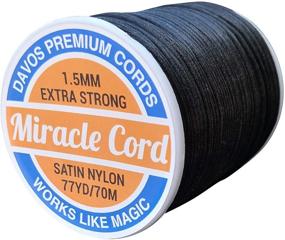 img 4 attached to Premium 1.5mm Black Satin Nylon Cord Necklace for Jewelry Making, Beading, and Sewing - 77 Yards of Soft, Shiny, Braided Thread with Super Strong Rattail Macrame String