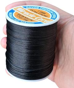 img 2 attached to Premium 1.5mm Black Satin Nylon Cord Necklace for Jewelry Making, Beading, and Sewing - 77 Yards of Soft, Shiny, Braided Thread with Super Strong Rattail Macrame String