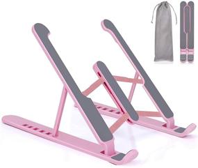 img 4 attached to 🎀 Adjustable Ergonomic Laptop Riser Stand - Houkois Portable Notebook Holder for Desk, Mac, Dell, HP, Acer, Lenovo (10-15.6 inch) in Pink