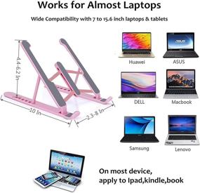 img 2 attached to 🎀 Adjustable Ergonomic Laptop Riser Stand - Houkois Portable Notebook Holder for Desk, Mac, Dell, HP, Acer, Lenovo (10-15.6 inch) in Pink