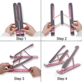 img 1 attached to 🎀 Adjustable Ergonomic Laptop Riser Stand - Houkois Portable Notebook Holder for Desk, Mac, Dell, HP, Acer, Lenovo (10-15.6 inch) in Pink