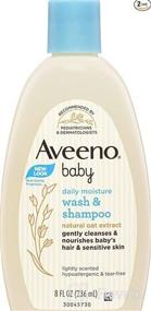 img 5 attached to 👶 Aveeno Baby Daily Moisture Gentle Bath Wash & Shampoo - Natural Oat Extract, Hypoallergenic, Tear-Free, Paraben-Free Formula, Sensitive Hair & Skin, Lightly Scented - 33 fl. oz