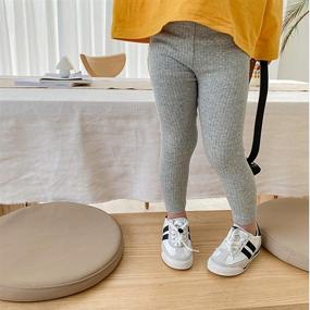 img 2 attached to 👖 Vanberfia Girls Leggings Pants: 3-Pack Stretchy Cotton Basic Leggings, Ankle Length, Sizes 2-5T