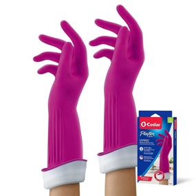 img 4 attached to 🧤 Pack of 2 Playtex Living Reusable Rubber Cleaning Gloves, Large Size, Premium Protection - Color Variations