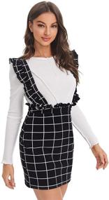 img 1 attached to 👗 SheIn Women's Plaid Frill Ruffle Suspender Skirt: A Stylish Pinafore Overall Dress