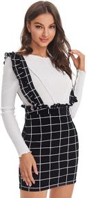 img 2 attached to 👗 SheIn Women's Plaid Frill Ruffle Suspender Skirt: A Stylish Pinafore Overall Dress