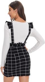 img 3 attached to 👗 SheIn Women's Plaid Frill Ruffle Suspender Skirt: A Stylish Pinafore Overall Dress