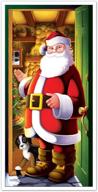 🎅 multicolor santa claus front door cover – beistle printed plastic, 30" x 5', ideal for home holiday christmas decoration, indoor/outdoor use logo