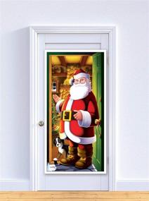 img 1 attached to 🎅 Multicolor Santa Claus Front Door Cover – Beistle Printed Plastic, 30" x 5', Ideal for Home Holiday Christmas Decoration, Indoor/Outdoor Use