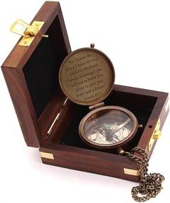 img 2 attached to 🧭 Engraved Vintage Nautical Magnetic Compass - Ideal Baptism Gift featuring Famous Scripture Quote. Choose from Leather or Wooden Case for Loved Ones, Son, Father, Partner, Spouse, Fiancé.