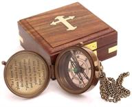 🧭 engraved vintage nautical magnetic compass - ideal baptism gift featuring famous scripture quote. choose from leather or wooden case for loved ones, son, father, partner, spouse, fiancé. логотип