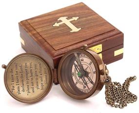 img 4 attached to 🧭 Engraved Vintage Nautical Magnetic Compass - Ideal Baptism Gift featuring Famous Scripture Quote. Choose from Leather or Wooden Case for Loved Ones, Son, Father, Partner, Spouse, Fiancé.