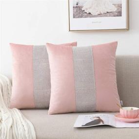 img 4 attached to 🎀 NordECO HOME Set of 2 Velvet Soft Throw Pillow Covers for Bed Home Decor - 18x18 Pink Cushion Covers