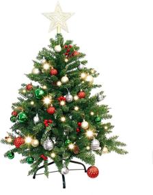 img 4 attached to 🎄 Joiedomi 3.6FT Pre-lit Christmas Tree with 150 Warm Lights and Ornaments, Artificial Xmas Tree for Indoor/Outdoor Holiday Decorations