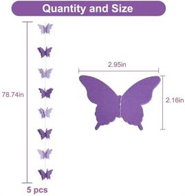 img 3 attached to BEISHIDA 5-Piece Purple Lavender Butterfly Paper Garland | Home Ceiling Decor, Birthday Party, Baby Shower, Wedding Theme | Showcase Decoration Supplies | 393 Inch Length