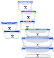 moss & stone air-tight 16 piece bpa-free plastic food storage containers with 🍱 lids - safe lunch box set, dishwasher and microwave safe, leak-proof containers for food logo