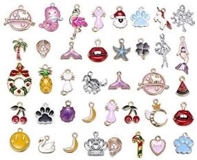 img 2 attached to 🦄 Set of 50 Adorable Enamel Alloy DIY Charms - Mix of Cute Animals, Mermaid Tails, and Christmas Themes for Jewelry Making