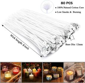 img 3 attached to 🕯️ Premium Bulk Cotton Candle Wick Kit: 8" Pre-Waxed with 80 Pcs + Candle Wick Stickers, Centering Device, Warning Labels, and Metal Tabs for Candle Making - Set of 60 Pcs