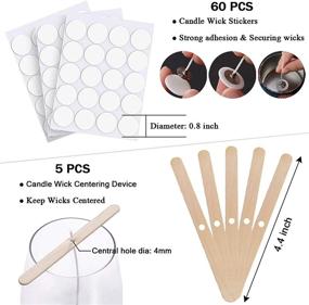 img 2 attached to 🕯️ Premium Bulk Cotton Candle Wick Kit: 8" Pre-Waxed with 80 Pcs + Candle Wick Stickers, Centering Device, Warning Labels, and Metal Tabs for Candle Making - Set of 60 Pcs