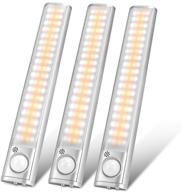 💡 enhance your space with 80 led under cabinet lighting: motion sensor, dimmable, rechargeable closet lights – perfect for kitchen, wardrobe, garage, stairs, bedroom (3 packs) логотип