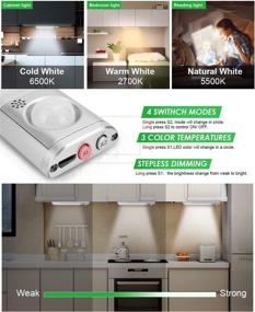 img 2 attached to 💡 Enhance Your Space with 80 LED Under Cabinet Lighting: Motion Sensor, Dimmable, Rechargeable Closet Lights – Perfect for Kitchen, Wardrobe, Garage, Stairs, Bedroom (3 Packs)