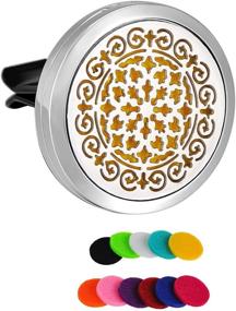 img 3 attached to 🌼 HooAMI Car Air Freshener Aromatherapy Essential Oil Diffuser Locket Retro Flower 316L Stainless Steel: Enhance Your Drive with 12 Refill Pads