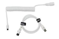 💻 enhance keyboard aesthetics with tez cables e-series custom coiled aviator keyboard cables (5 ft, usb-c painted gx-16, white) logo