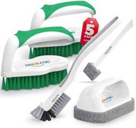 🧽 holikme 5-pack deep cleaning brush set - scrub brush, grout and corner brush, scrub pads with scraper tip, scouring pads - ideal for bathroom, floor, tub, shower, tile, kitchen, and green surfaces logo