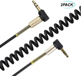 img 1 attached to 🎧 Seadream 2Pack 3-Pole Coiled 3.5mm Male Right Angle Spring Aux Cable for Beats Dr. Dre Studio iPhone Samsung - High-quality Stereo Audio Connection