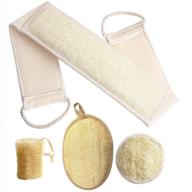 🛀 4-pack natural loofah body scrubber - exfoliating luffa back scrubber, shower bath sponge, and face scrubber pad for deep cleansing & revitalizing your skin logo