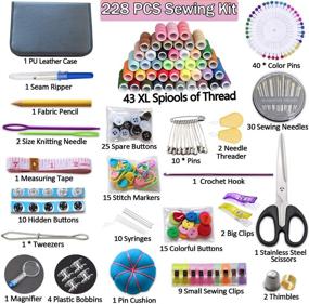 img 3 attached to 🧵 Premium 228pcs Sewing Kit: Complete Supplies for Traveller, Adults, Kids, DIY and Home – XL Thread Spools, Needles, Beginner-Friendly