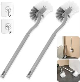 img 4 attached to 🚽 2Pack Gray Toilet Bowl Brush: Deep Cleaning, Bendable Head, Space-saving Design with Hook