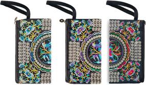 img 3 attached to Smartphone Wristlet Vintage Embroidered Wallets