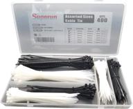 🔗 superun zip tie kit - 400 piece assorted sizes 4 inch, 6 inch, 8 inch black & white wire ties logo
