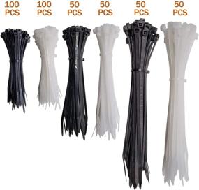 img 2 attached to 🔗 Superun Zip Tie Kit - 400 Piece Assorted Sizes 4 Inch, 6 Inch, 8 Inch Black & White Wire Ties