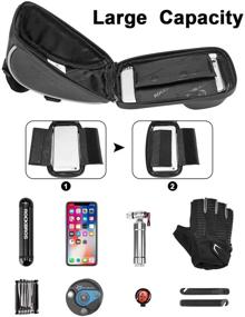 img 2 attached to 🚲 ROCKBROS Waterproof Bike Phone Mount Bag with Touch Screen Compatibility - Front Frame Handlebar Bag for iPhone 11 XS Max XR 8 Plus, 6.5 Inch and Below - Bicycle Accessories Pouch