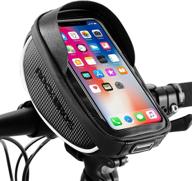 🚲 rockbros waterproof bike phone mount bag with touch screen compatibility - front frame handlebar bag for iphone 11 xs max xr 8 plus, 6.5 inch and below - bicycle accessories pouch logo