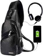 🎒 waterproof crossbody shoulder backpack with charging feature logo
