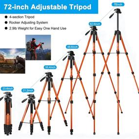 img 3 attached to VICTIV T70-Orange Camera Tripod: 72-inch Aluminum Lightweight Travel Tripod, DSLR-Compatible 📸 with Phone Holder, Extra Quick Release Plate, and 3-Way Pan Head; iPhone Compatible