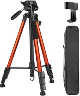 victiv t70-orange camera tripod: 72-inch aluminum lightweight travel tripod, dslr-compatible 📸 with phone holder, extra quick release plate, and 3-way pan head; iphone compatible logo